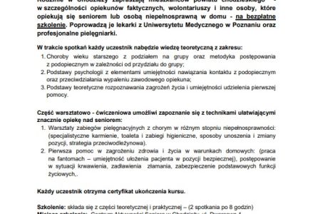 Bezpłatne szkolenie Asystent Seniora